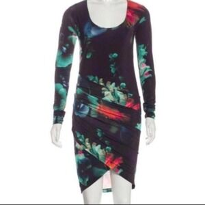 Black Halo Ruched Midnight Floral Bodycon Dress size 6
